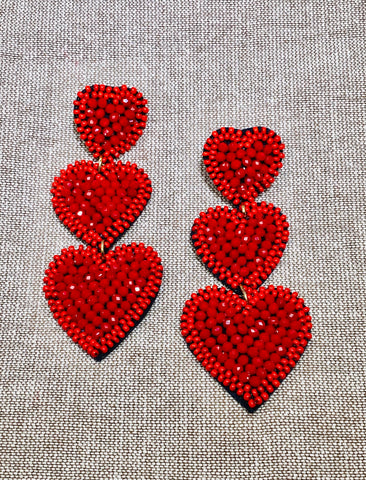 Red Heart Post Earrings