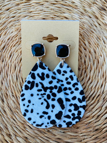 Dalmatian Leather Earrings