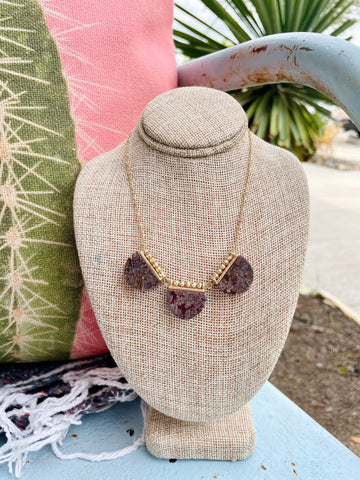Gold and Geometric Stone Necklace