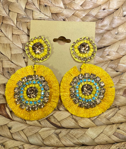 Yellow Fringe Post Earrings