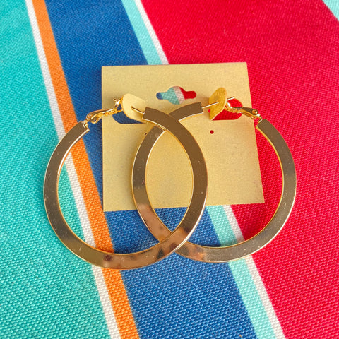 Flat Gold Hoop Earrings