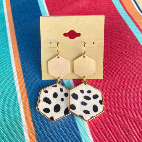 Dalmatian Octagon Dangle Earrings