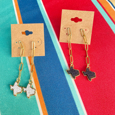 Chain Dangle Texas Druzy Earrings