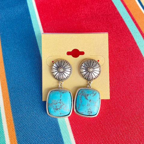 Turquoise Concho Drop Earrings