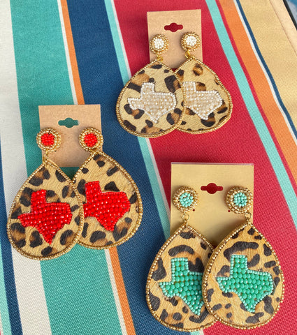 Leopard Beaded Texas Earrings