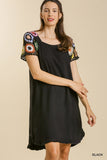 Crochet Cap Sleeve Black Dress
