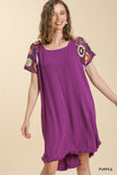 Crochet Cap Sleeve Purple Dress