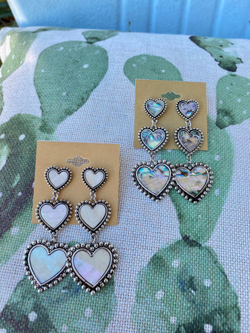 Triple Heart Earrings