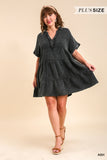 Mineral Wash Baby Doll Dress in Ash