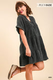 Mineral Wash Baby Doll Dress in Ash