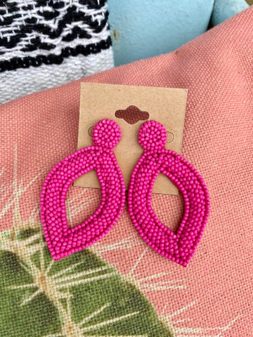 Hot Pink Bead Earrings