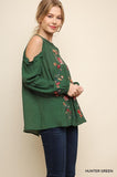 Green With Envy Cold Shoulder Top