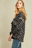 Bethany Black Floral Print A-line top