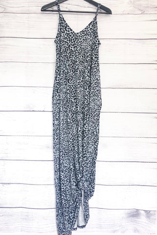 Gray Leopard Print Maxi Dress