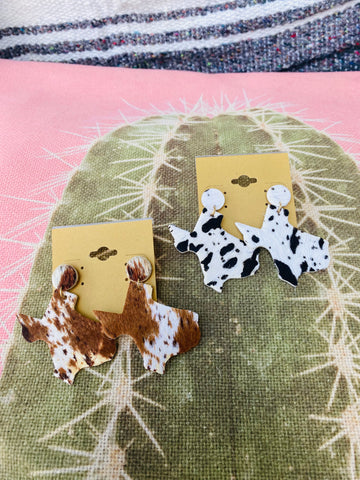 Texas Cowhide Earrings