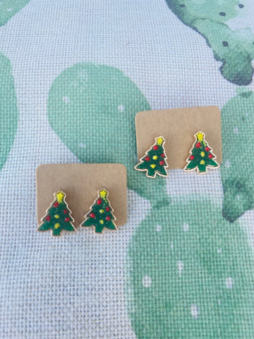 Mini Christmas Tree Stud Earrings