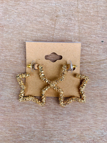 Textured Gold Star Hoops