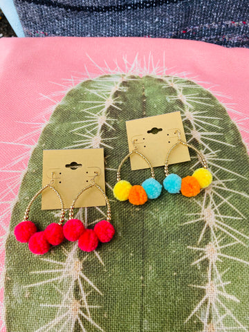 Pom Pom Trio Earrings