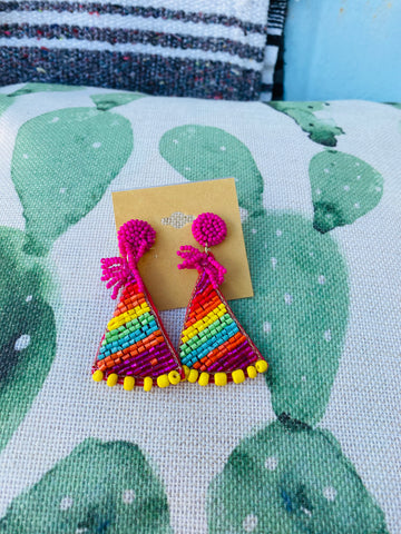 Beaded Birthday Party Hat Earring