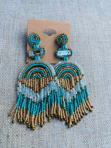 Turquoise and Gold Post Earrings