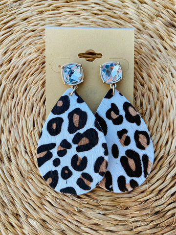 Leather Leopard Earrings