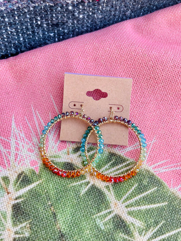 Crystal Beaded Rainbow Earrings