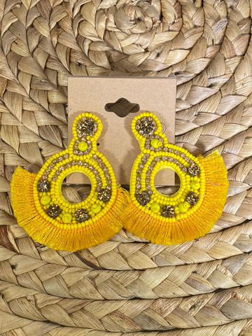 Yellow Fringe Post Earrings