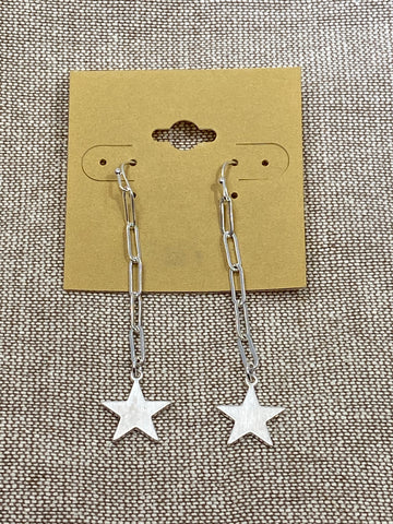 Paper Clip Star Dangle Earrings