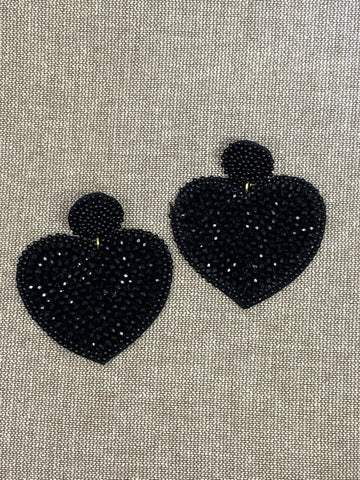 Black Heart Post Earrings