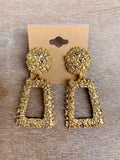 Textured Gold Geometric Drop Earrings