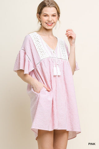 Pink Striped Babydoll Dress