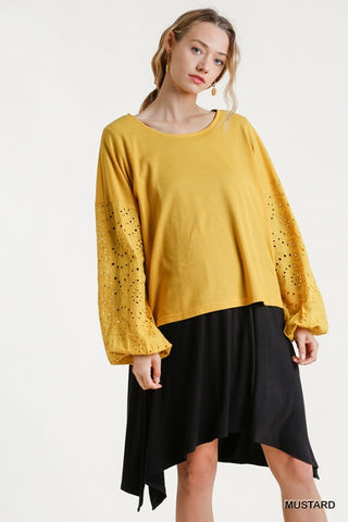 Must Have Mustard Eyelet Top